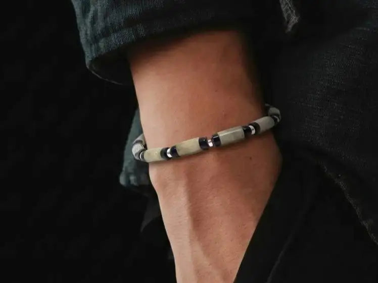 Hand Made Bracelet Silver 925 MINIMAL Spectrolite stone 4*2m — view 2 | Castello Jewels