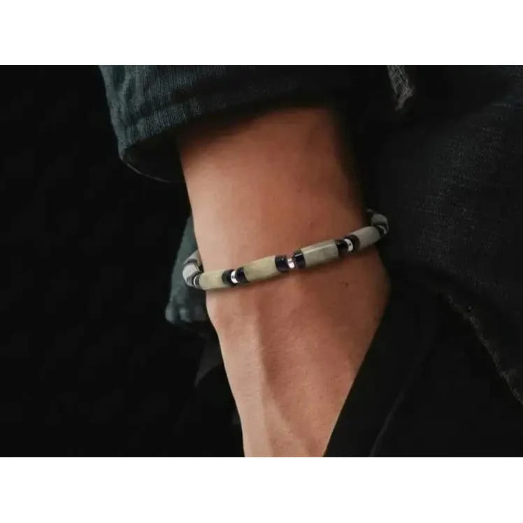 Minimal Spectrolite Sterling Silver Bracelet, 4mm, view 2 | Castello Jewels