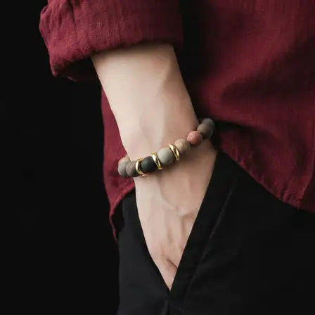 Hand Made Silver Gold Plated 925 Bracelet Mookite stone 12mm — view 2 | Castello Jewels