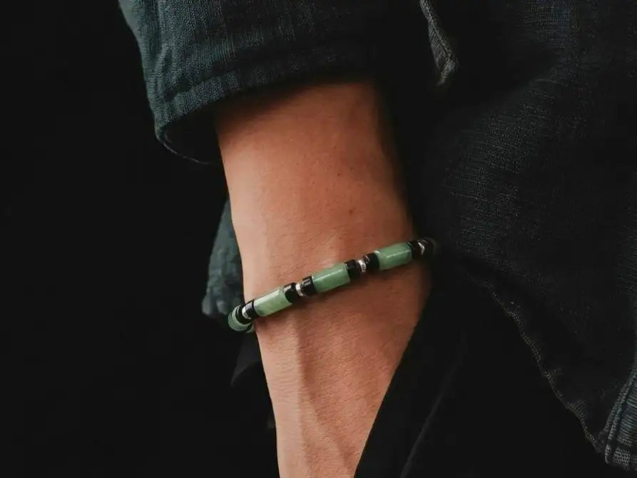 Hand Made Bracelet Silver 925 MINIMAL Aventurine stone 4*2mm — view 2 | Castello Jewels