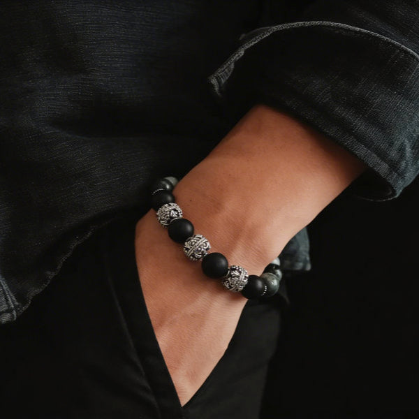 Silver Bracelet MyKing Eagle's Eye, stone of 10mm — view 2 | Castello Jewels