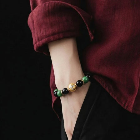 Bracelet Chic 925 Silver, Rubyzoisite stone 10mm — view 2 | Castello Jewels