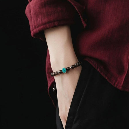 Hand Made Bracelet Silver 925 EARTH Smoky Quartz stone 4mm — view 2 | Castello Jewels