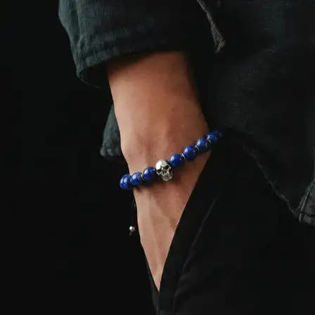 Lapis Lazuli Bracelet, Sterling Silver, 10mm, view 2 | Castello Jewels