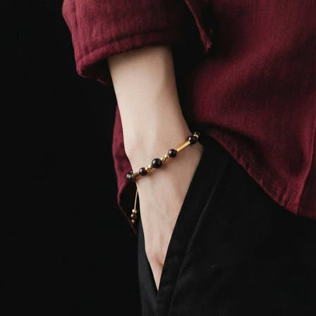 Garnet Gold-Plated Bracelet, Sterling Silver, 6mm, view 2 | Castello Jewels