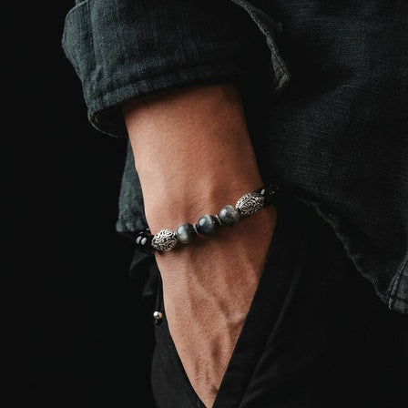 Silver Bracelet MyKing Eagle's Eye, stone of 10mm — view 2 | Castello Jewels