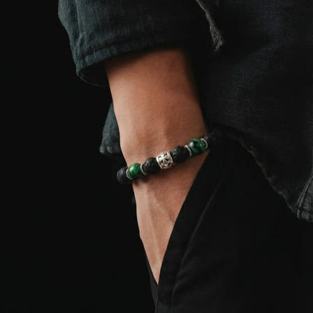 Knights Lava & Ruby Zoisite Sterling Silver Bracelet, 8mm, view 2 | Castello Jewels