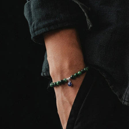 Turquoise Evil Eye Gemstone Bracelet, 4mm, view 2 | Castello Jewels
