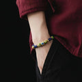 Aegean Gold-Plated Green Jasper & Lapis Cross Bracelet, 8mm | Castello Jewels