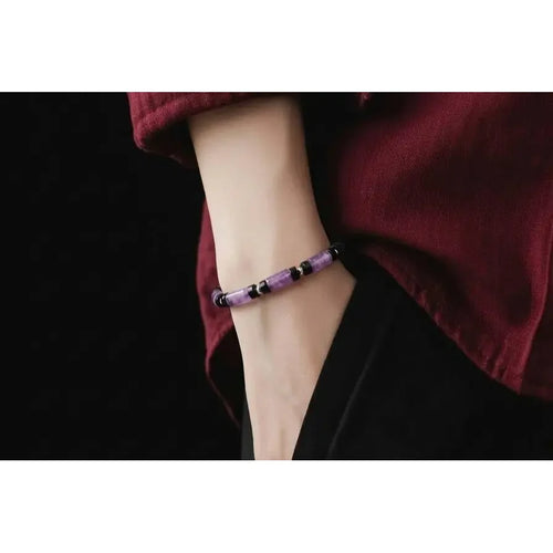 Minimal Amethyst Sterling Silver Bracelet, 4mm, view 2 | Castello Jewels
