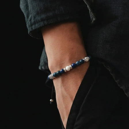 Classic Gold-Plated Sodalite & Howlite, Timeless, 4mm, view 2 | Castello Jewels
