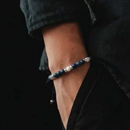 Hand Made Bracelet Silver 925 Classic, Sodalite, Howlite, stone 4mm — view 2 | Castello Jewels