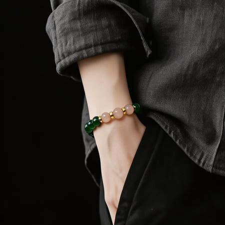 Classic Gold-Plated Green Agate, Timeless Everyday Wear, 8mm, view 2 | Castello Jewels
