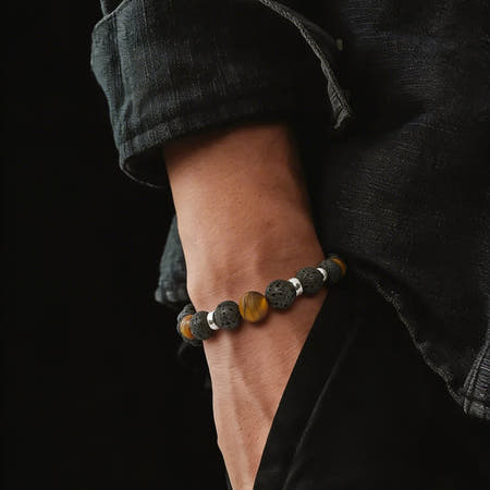 Classic Lava & Tiger's Eye, Timeless Everyday Wear, 10mm, view 2 | Castello Jewels