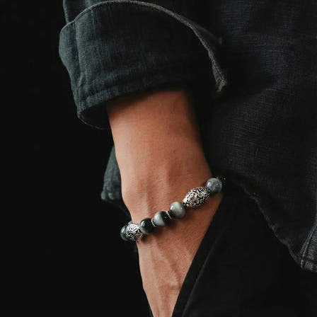 MyKing Eagle's Eye Sterling Silver Bracelet, 10mm, view 2 | Castello Jewels