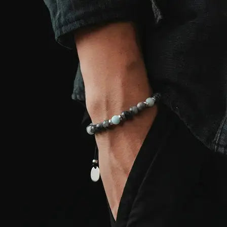 Hand Made Bracelet Silver 925 Classic, Lambradorite, Amazonite stone 6mm — view 2 | Castello Jewels