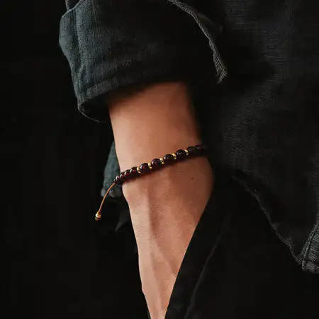 Garnet Gold-Plated Bracelet, Sterling Silver, 4mm, view 2 | Castello Jewels
