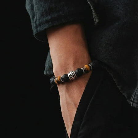 Knights Lava & Tiger's Eye Bracelet, 8mm, view 2 | Castello Jewels