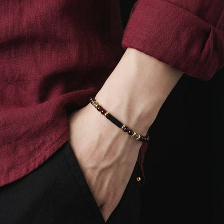 Hand Made Bracelet Silver 925' Gold Plated, Garnet stone 4mm — view 2 | Castello Jewels