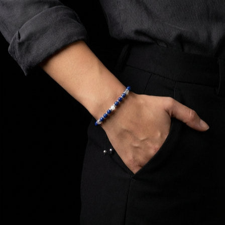 Aegean Silver 925 Bracelet, Lapis Lazuli Stone — view 2 | Castello Jewels