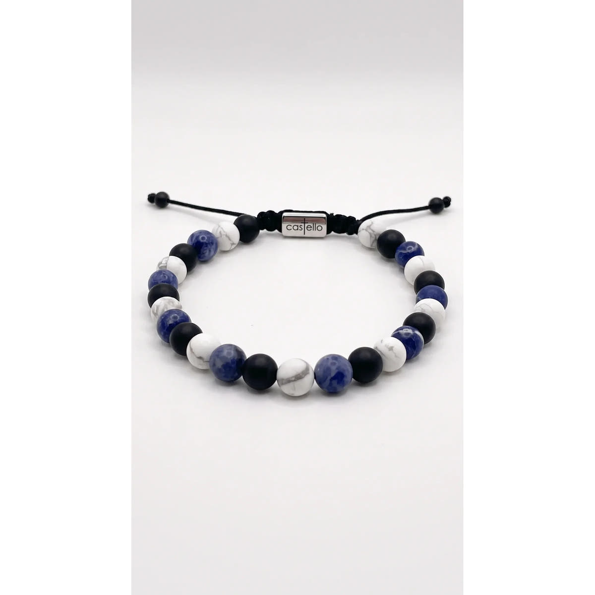Sodalite, Howlite & Matte Onyx Boho Bracelet, 6mm | Castello Jewels