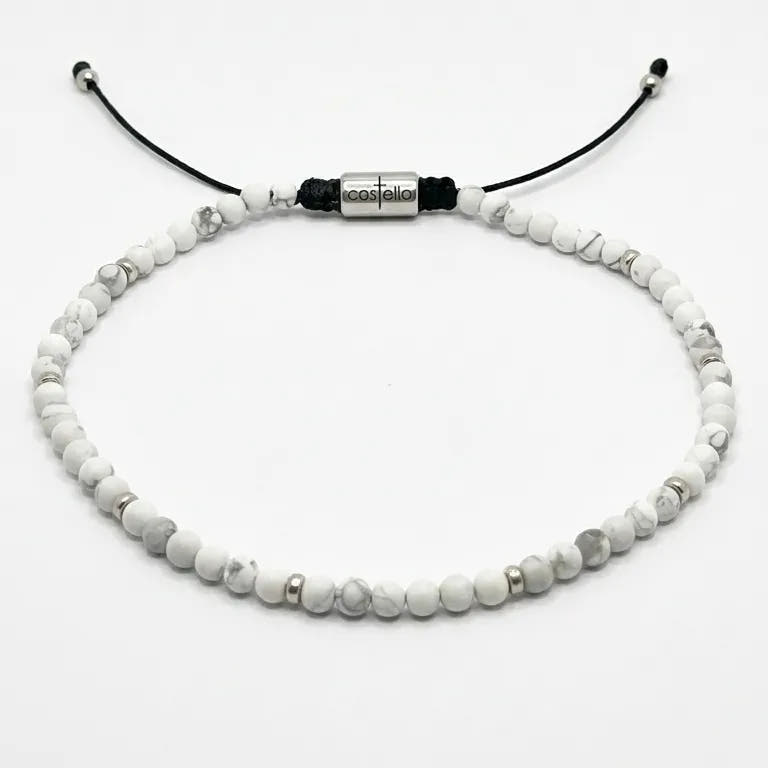 Minimal Howlite Sterling Silver Bracelet · 4mm
