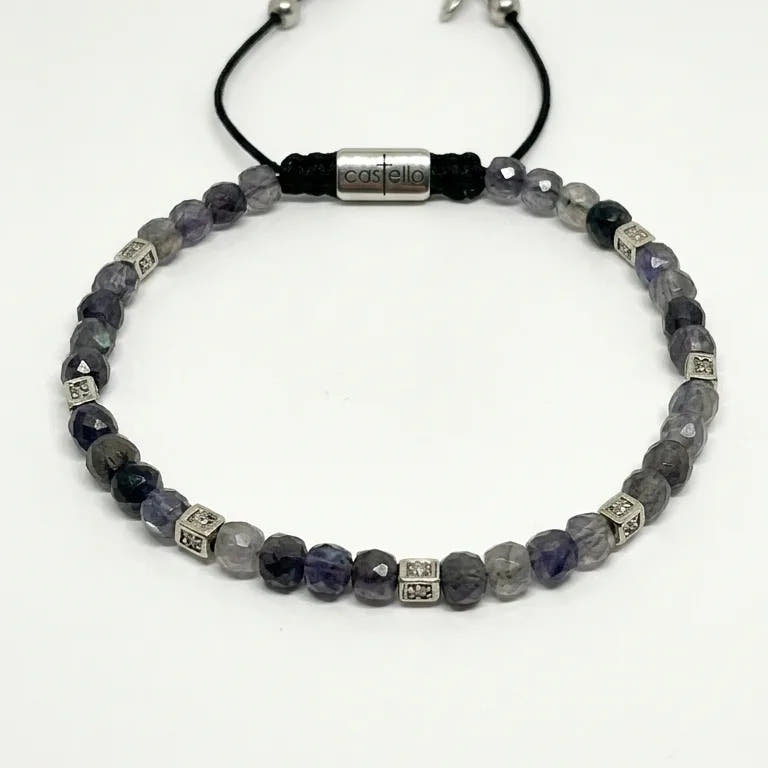 Minimal Iolite Sterling Silver Bracelet, 4mm | Castello Jewels