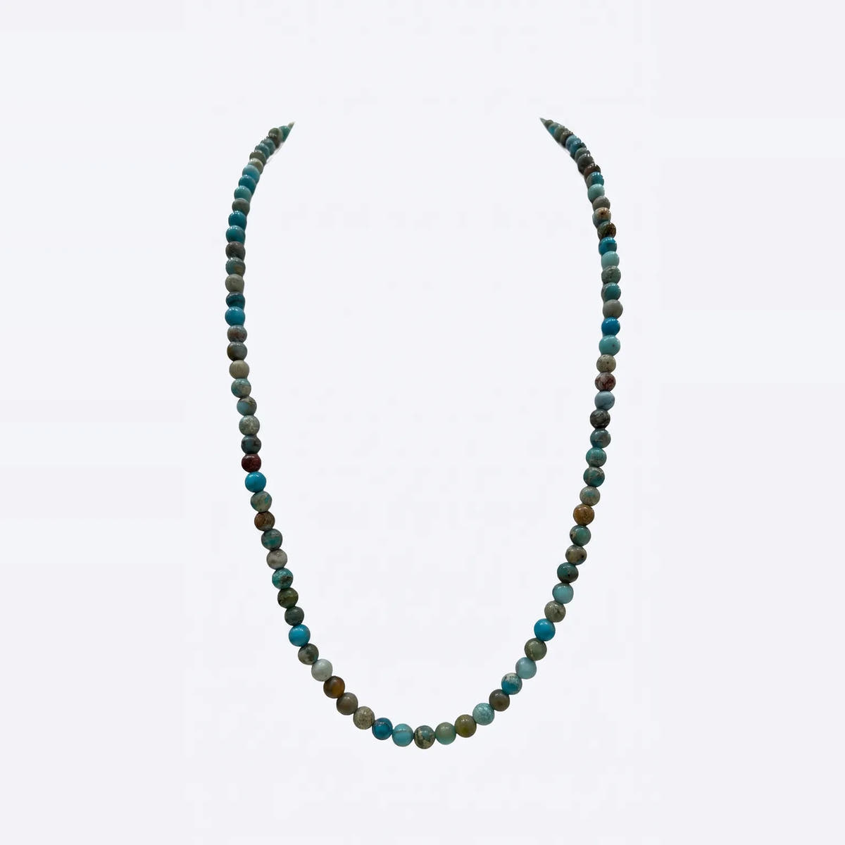 Jasper Turquoise Beaded Necklace, Sterling Silver · 4mm