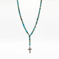 Jasper Turquoise Rosary Necklace, Pendant · 6mm