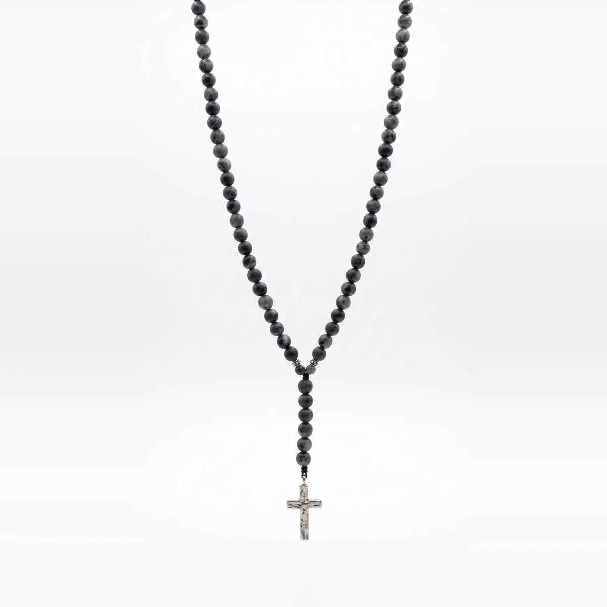 Labradorite Rosary Necklace, Sterling Silver · 6mm