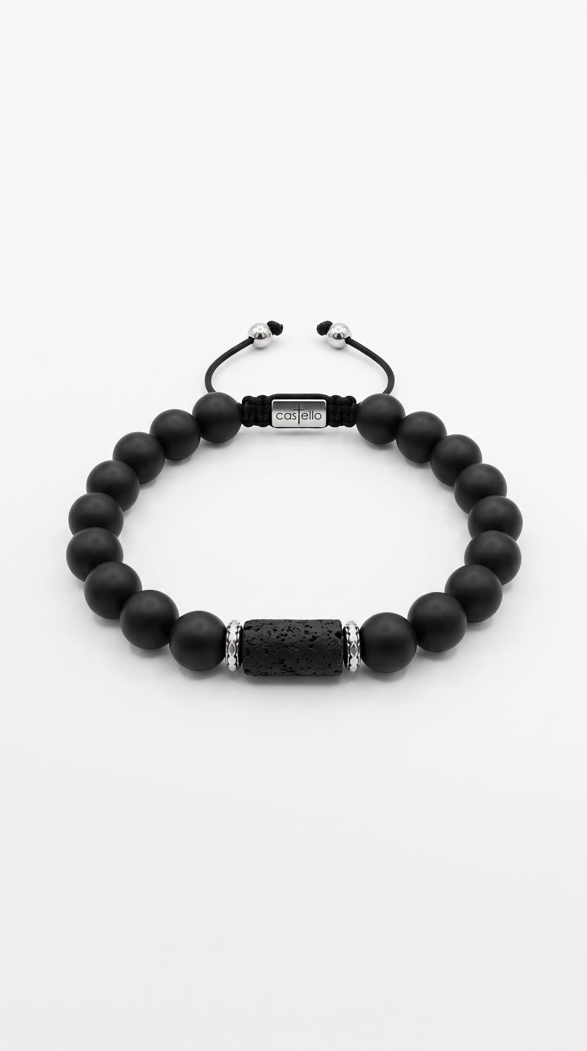 Matte Onyx & Lava Stone Silver 925 Ancient Bracelet