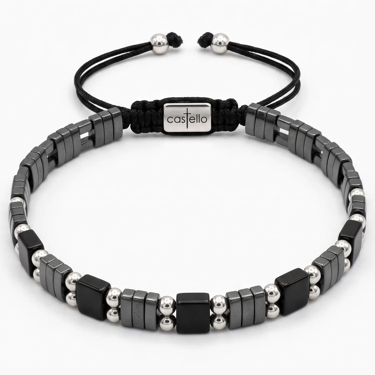 Hematite, Onyx & Silver 925 Ancient Bracelet