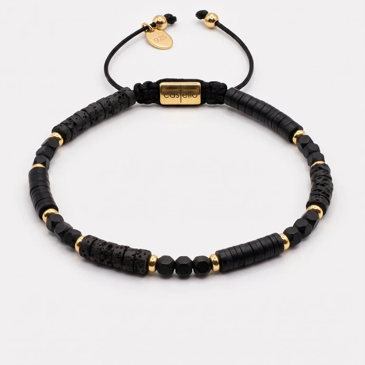 Onyx & Lava Stone Gold-Plated Ancient Bracelet