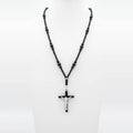 Onyx Rosary Necklace, Crucifix Pendant