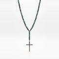 African Turquoise Cross Necklace, Sterling Silver · 6mm