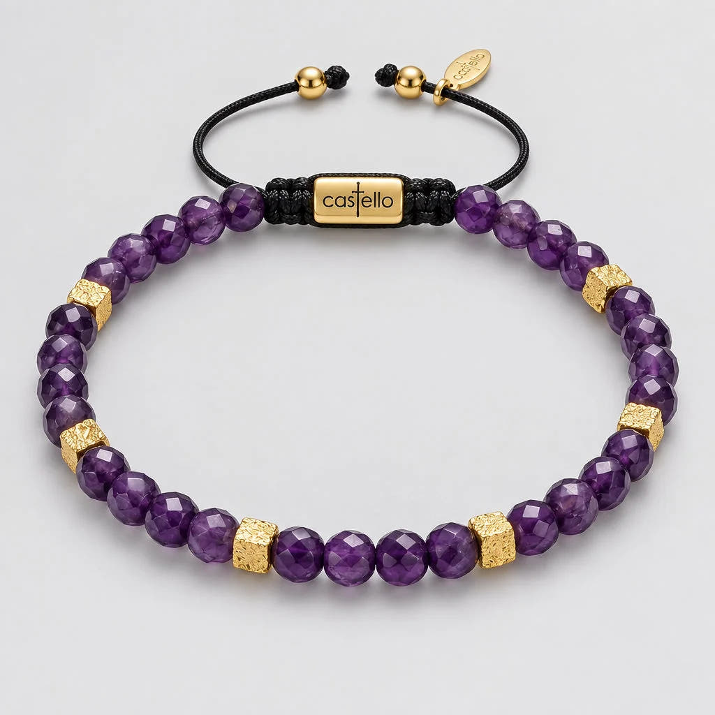 Amethyst Minimal Gold-Plated Bracelet | Castello Jewels