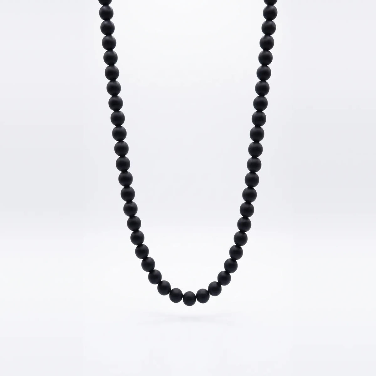 Matte Onyx Beaded Necklace, Sterling Silver · 8mm