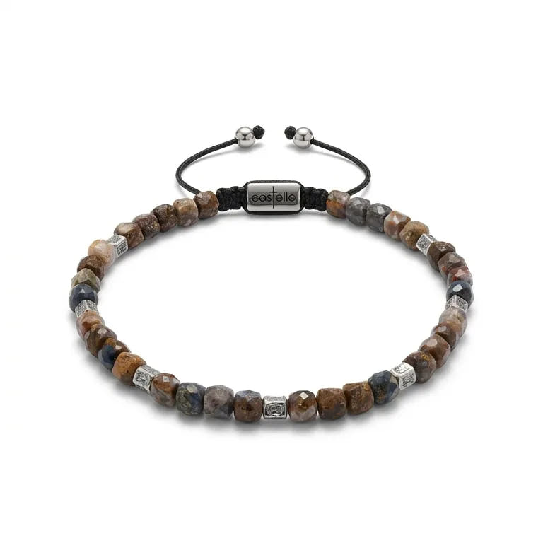 Minimal Pietersite Sterling Silver Bracelet, 4mm | Castello Jewels