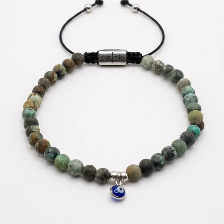 African Turquoise Evil Eye Bracelet · 4mm