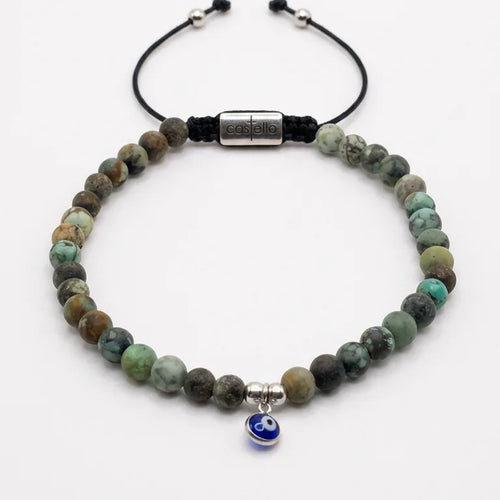 African Turquoise Evil Eye Bracelet, 4mm | Castello Jewels