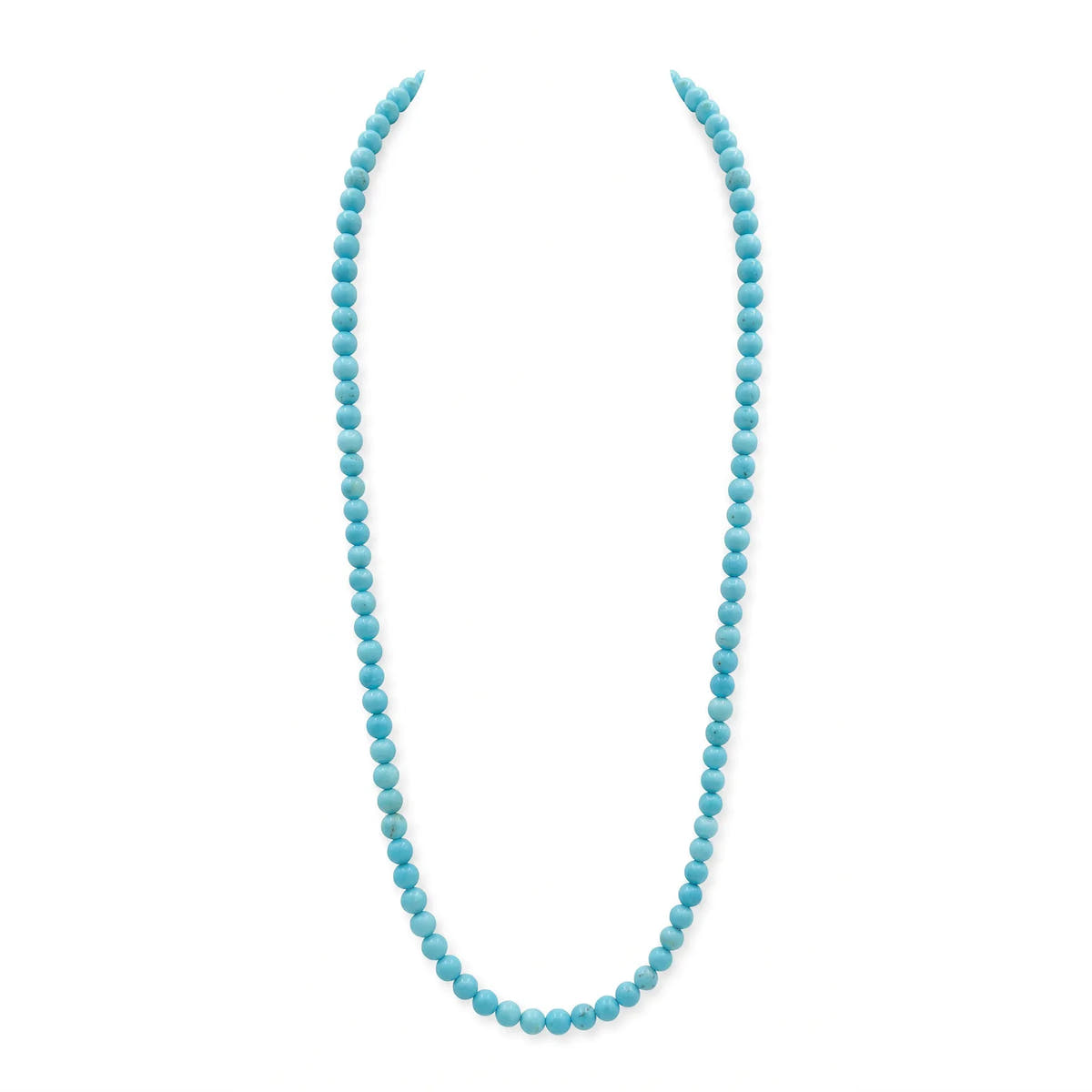 Turquoise Beaded Necklace, Sterling Silver · 4mm