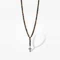 Tiger's Eye Rosary Necklace, Sterling Silver · 6mm