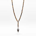Tiger's Eye Rosary Necklace, Arrow Pendant · 6mm