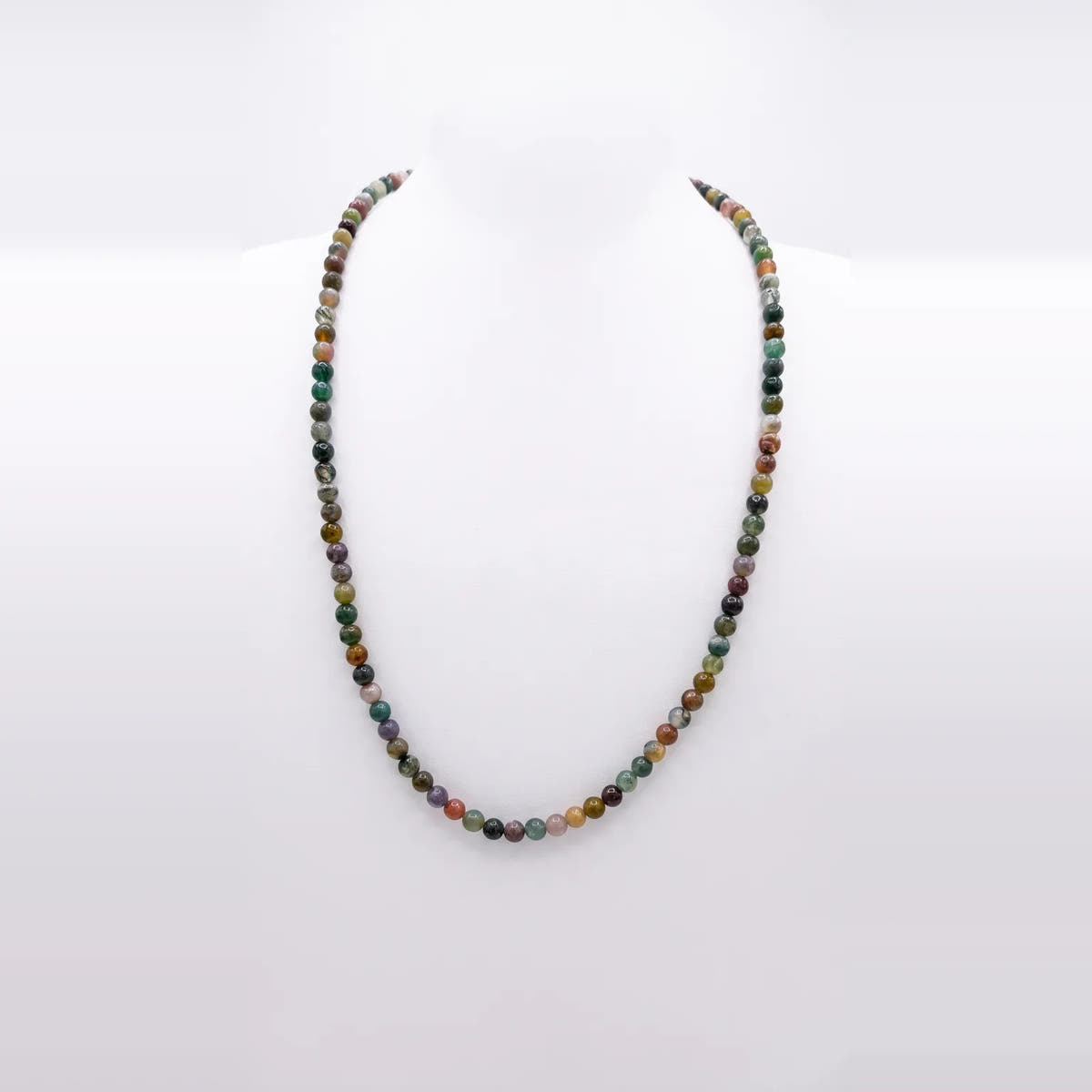 Tourmaline Beaded Necklace, Sterling Silver · 4mm