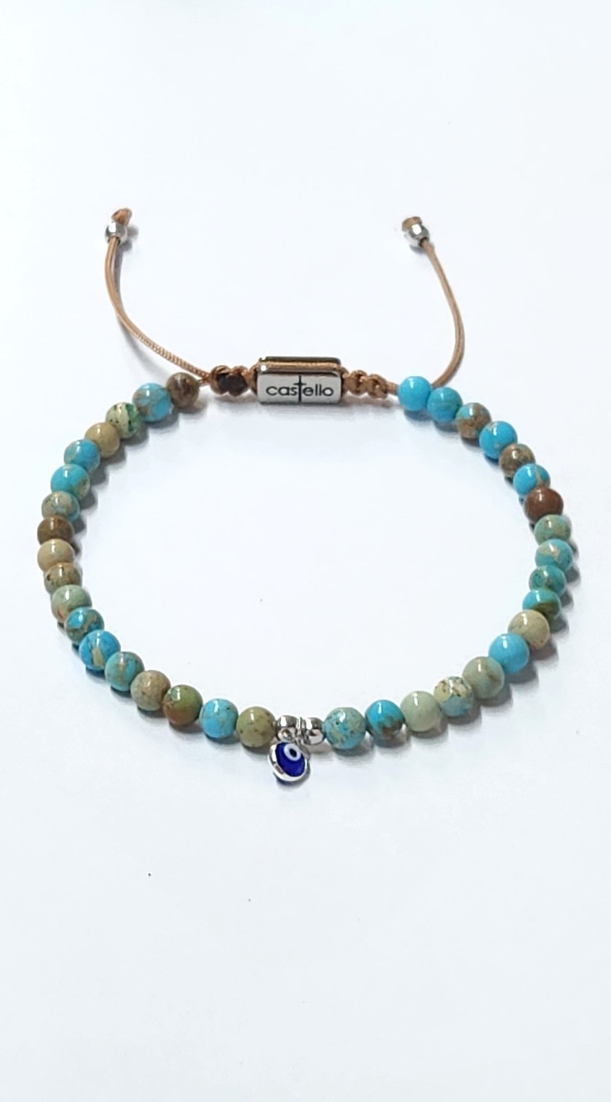 Jasper Turquoise Evil Eye Bracelet, Sterling Silver · 4mm