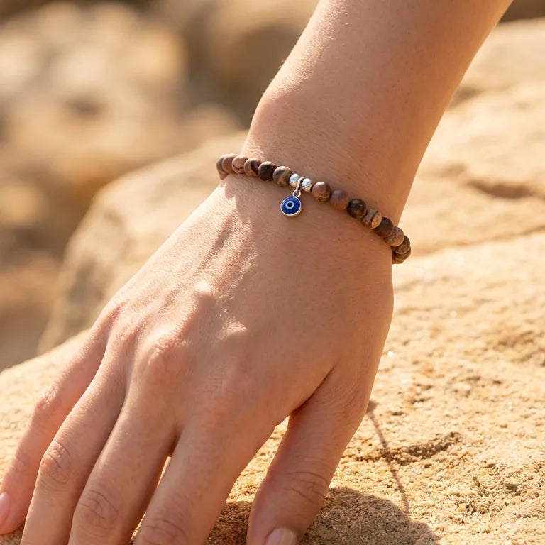 Picasso Jasper Evil Eye Bracelet · 4mm